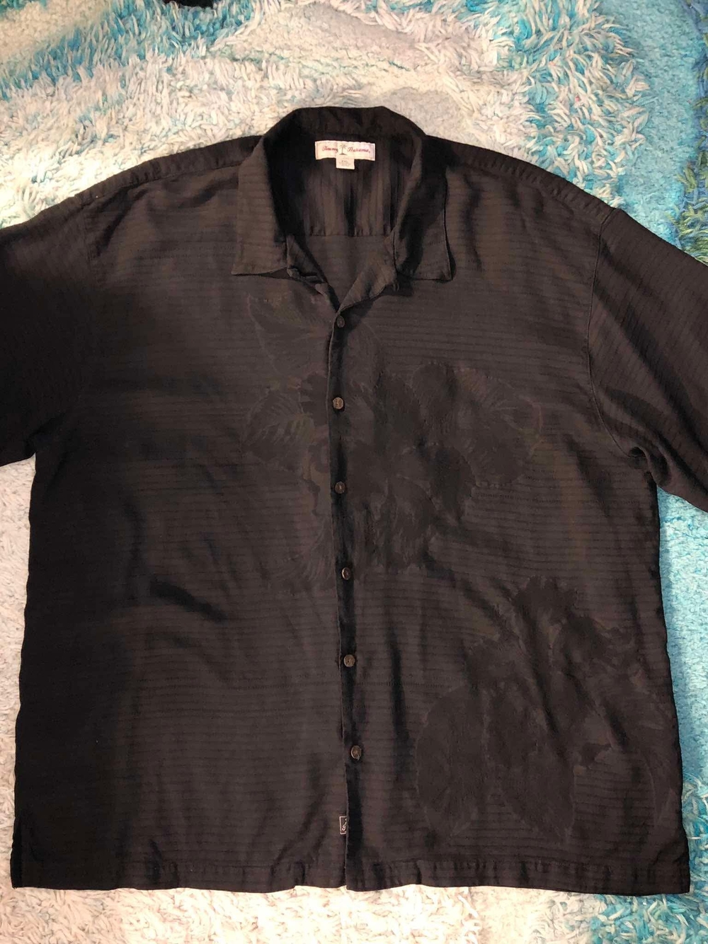 Tommy Bahama Black Short-Sleeve Button-Down Camp Shirt